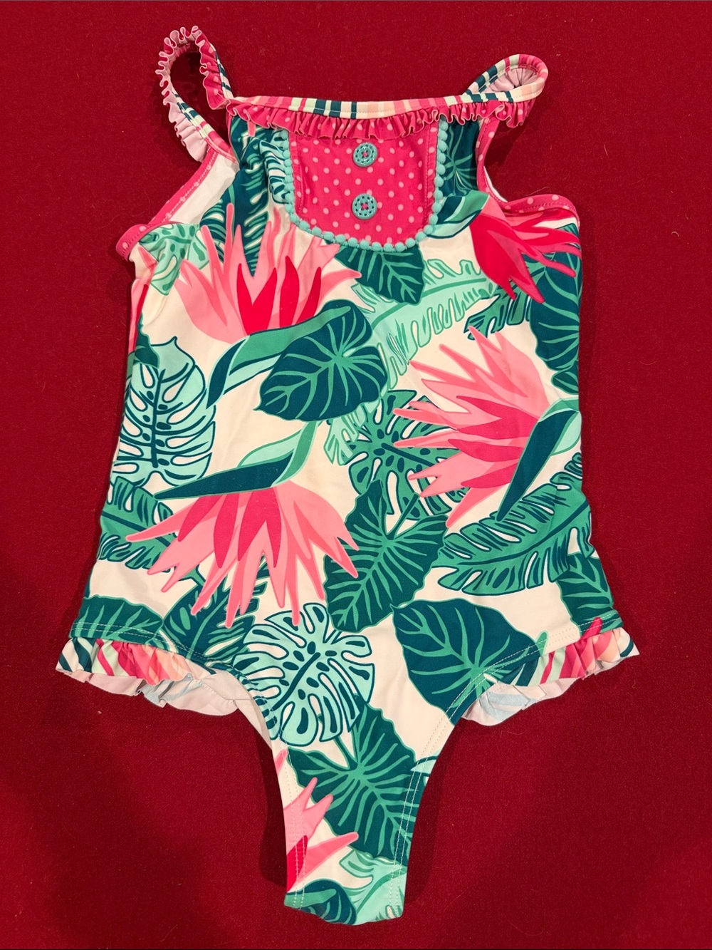Matilda Jane Pink & Teal Tropical One-Piece Swimsuit